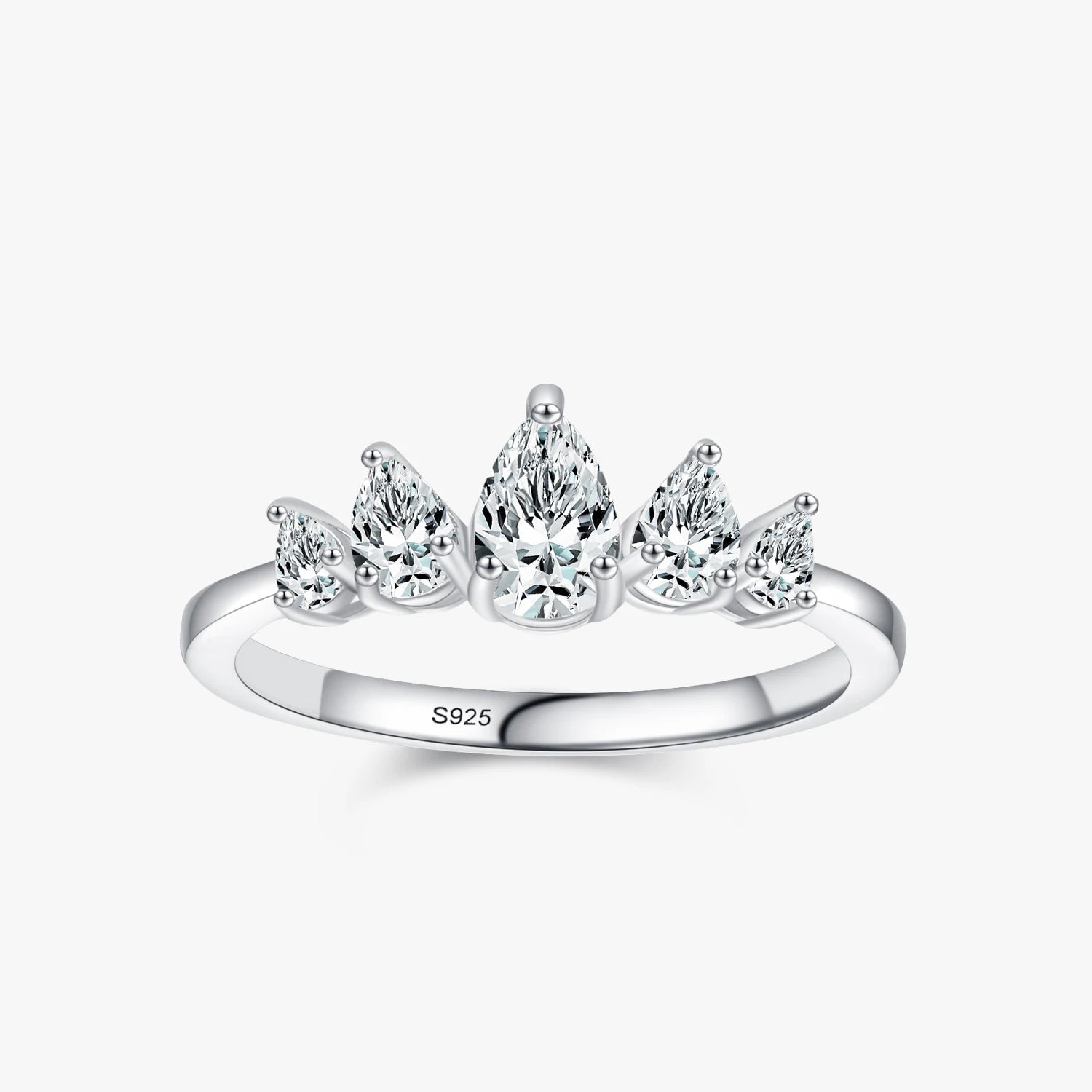 Ailmay 925 Sterling Silver Elegant Water Drop Shape CZ Finger Ring for Women Luxury Wedding Engagement Statement Fine Jewelry