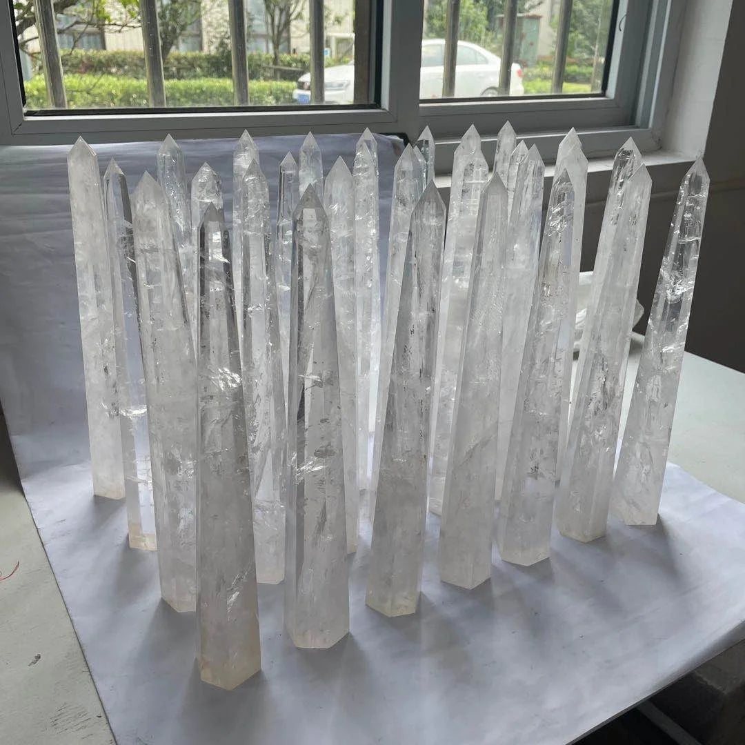 Natural Hand-carved Good Quality Healing Folk Crafts clear  Quartz Crystal Tower Points