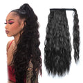 New Arrival Long Water Wave Synthetic Ponytail 22 Inch Long Corn Wave Ponytail Extension Clip in Long Wavy Curly Wrap Around