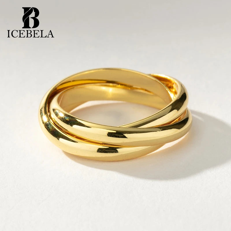Wholesale Luxury Minimalist 925 Sterling Silver Exquisite Fine Jewelry Designer Stackable Triple Layer Rings for Girls