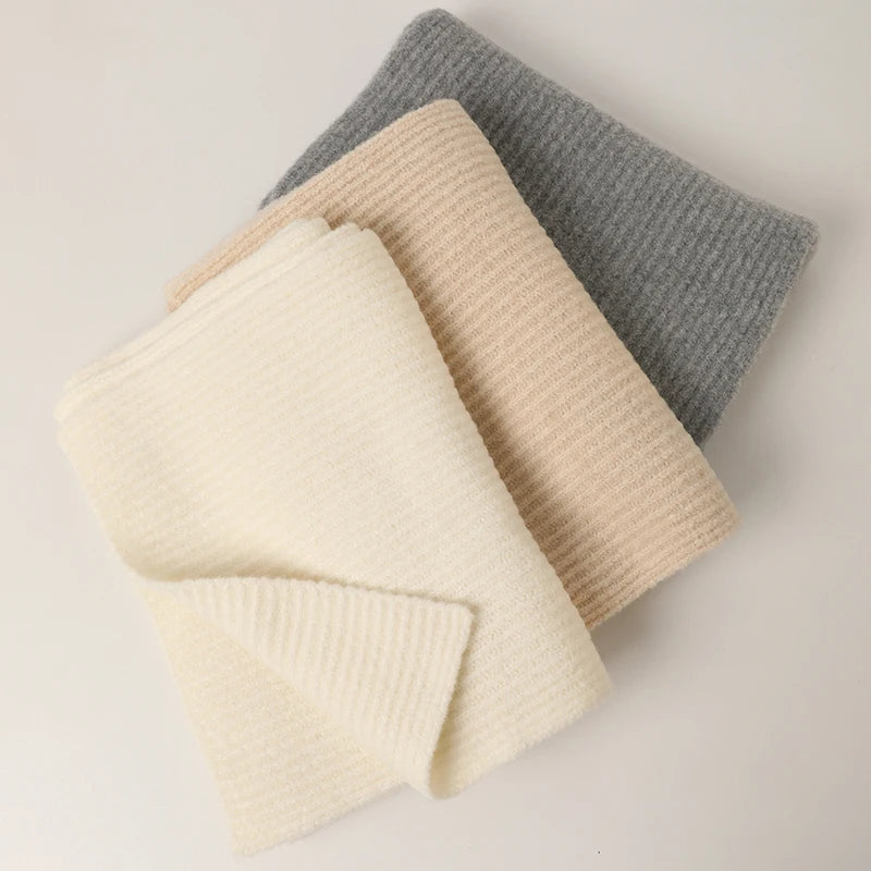 Winter New Circle Yarn Cashmere Soft Elastic Silk Scarf Warm Solid Color Light Luxury Scarf Factory Spot Customization