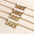 Custom Hypoallergenic Stainless Steel Numbers Necklace Jewelry 18K Gold Plated Pendant Necklace Birth Year Necklace for Gift
