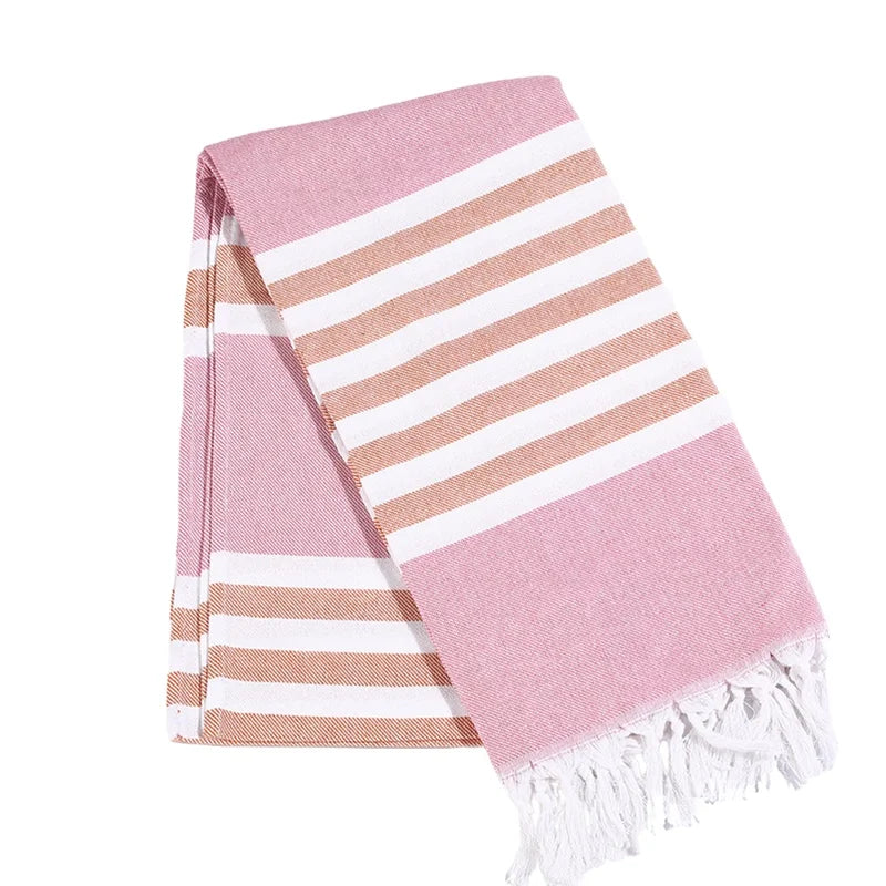 Wholesale 100% Cotton Striped Turkish Tassels Beach Towel 100 Wrap Swimming Pool 380g Woven Fabric Adult Black Quick-Dry