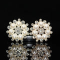AA01477 Wholesale Crystal Pearl Brooch Pin Rhinestone Button Flat Back for Wedding Bridal