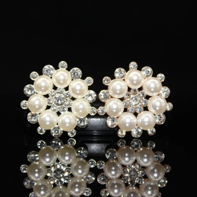 AA01477 Wholesale Crystal Pearl Brooch Pin Rhinestone Button Flat Back for Wedding Bridal