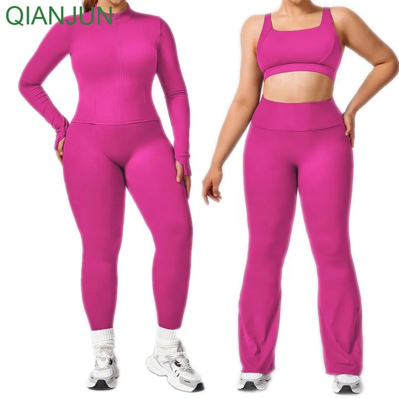 Custom Women Gym Fitness Yoga Sets Plus Size 4Pcs Sports Yoga Suit Sport Wear Yoga Set Active Wear Set