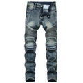 Fitspi Wholesale Jeans Men's Denim Pants Nostalgic Motorcycle Jeans Slim-fitting Hipster Dropshipping for  Wish Ebay