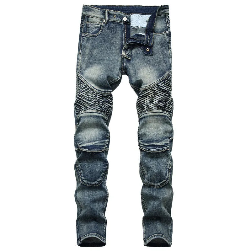 Fitspi Wholesale Jeans Men's Denim Pants Nostalgic Motorcycle Jeans Slim-fitting Hipster Dropshipping for  Wish Ebay