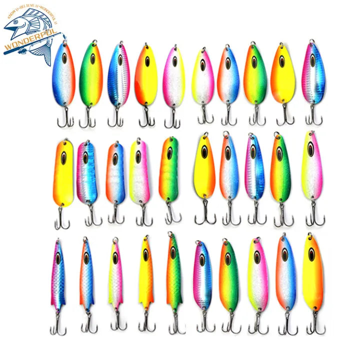 30pcs Fishing Lure Manufacturer Custom Color Metal Fishing Spoons