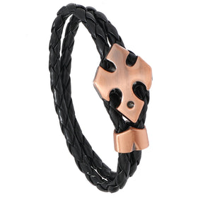 Punk Rock Men Jewelry Gothic Cross Leather Bracelet for Men Women