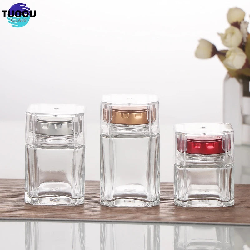 Stock Available Honey Bird's Nest Glass Bottle With Metal Screw Cap and Transparent Plastic Cover