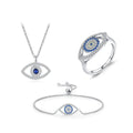Daidan Set Jewelry Women Fine Jewelry Blue Eye 925 Silver Zircon Evil Eyes Jewelry Set