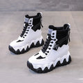 Autumn New Thick Bottom Inner Heightening Old Shoes Fashion Round Toe Lace up High-top Casual Sports Shoes Women
