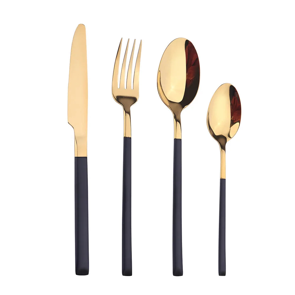 2021new Style Gold Stainless Steel Cutlery with Fork Knife and Spoon