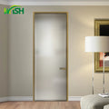 Modern Minimalist Flat Swing Door for Hotel Home Bathroom Extremely Narrow Aluminum Double Tempered Glass Manual Doors Fire