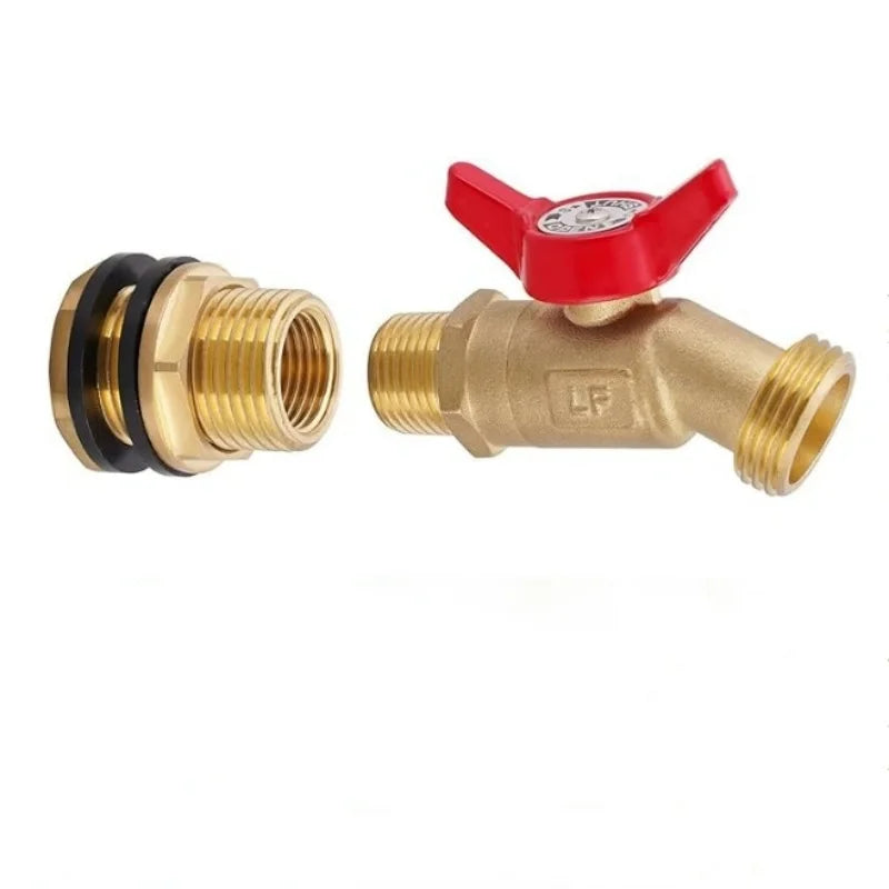 1/2" 3/4" Brass Manual 2-way Male Thread Water Tank Rain Ball Valve Barrel Faucet Kit OEM