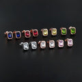 Simple Colorful Zirconia Stud Earrings for Women Red Blue Green Crystal Women's Party Classic Earings Fashion Jewelry