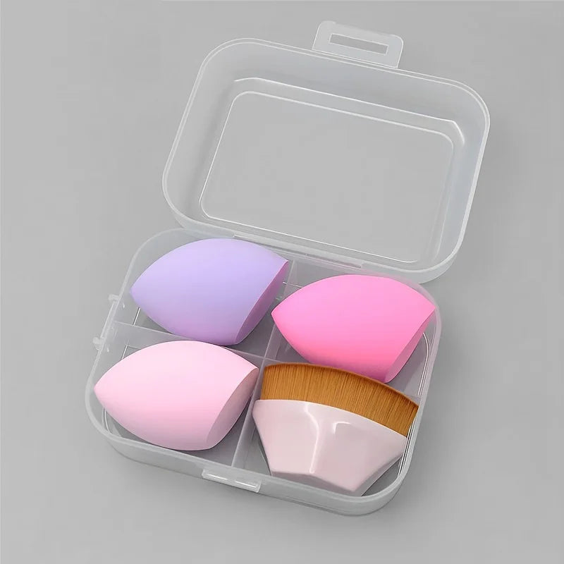 Face Beauty Makeup Tool 4 in 1 Magic Foundation Brush Makeup Sponge Set Foundation Powder Makeup Sponge Blender With Box