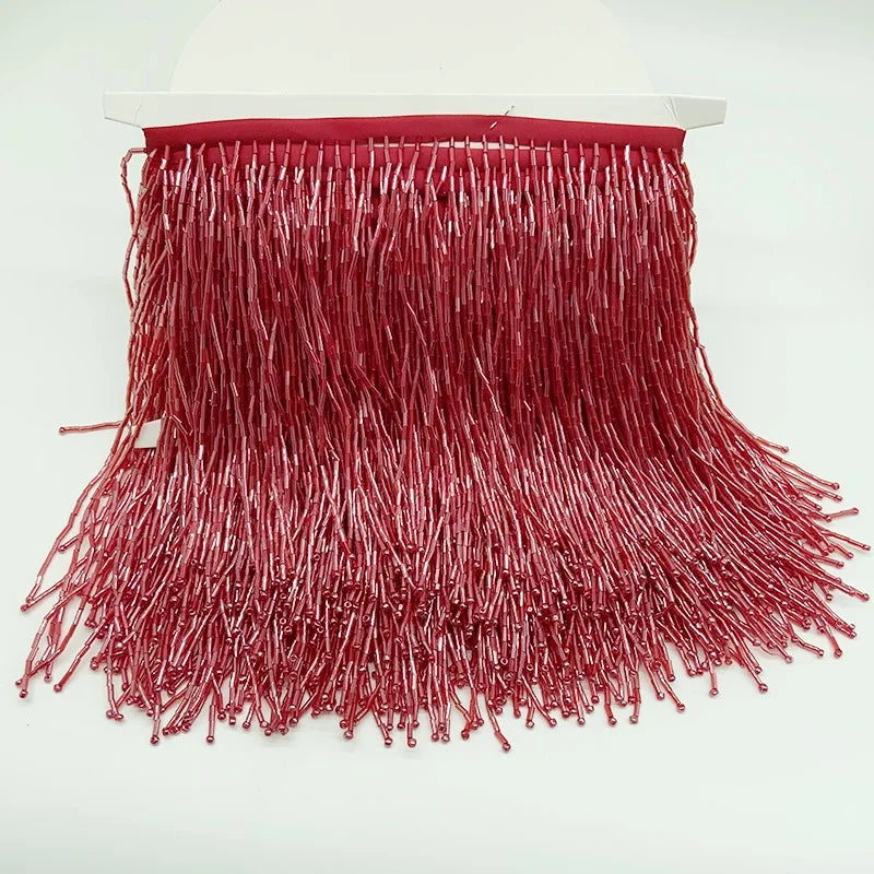 Glass Bead Fringes Tassesl Trim Crystal Beaded Dress for Latin Dance Costume Haute Couture Dresses Trimming Beading Fringe