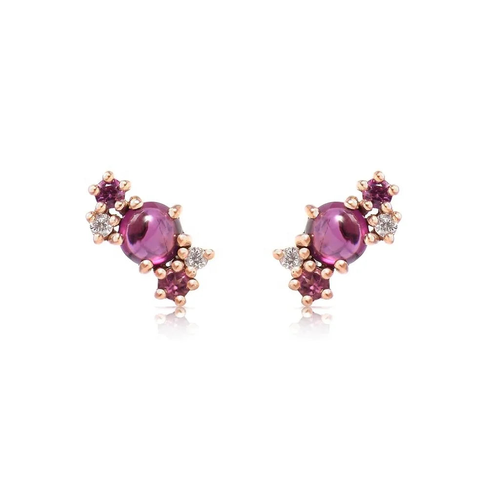 LORUNVE Unique Cubic Zirconia Mini Cluste Candyr Stud Earring Silver 925