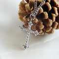 Silver Tone Plain Cross Pendant Necklace Mens Religious Solid Metal Jewelry Gift