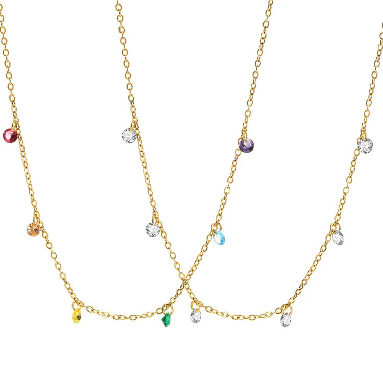 Simple Fashion Women Jewelry Necklace rainbow Zircon Charm Necklace