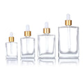 Hot Sale Square Transparent Amber Black  Rectangle Hair Oil Glass Dropper Bottle for Essential Oil Perfume 15ml 30ml 50ml 100ml