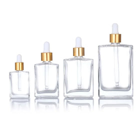 Hot Sale Square Transparent Amber Black Rectangle Hair Oil Glass Dropper Bottle for Essential Oil Perfume 15ml 30ml 50ml 100ml