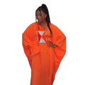 African Best Selling New Fashion Embroidery Floral Premium Batwing Sleeves Dress Set With Matching Scarf for Women K0659