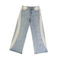 DENIMGUYS Custom Baggy Jeans Men Ribbon Stripe Denim Wash Denim Blue Wide Leg Designer Jeans
