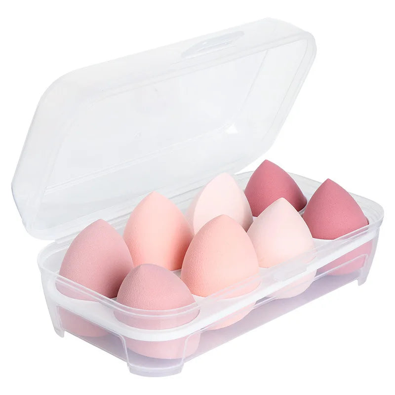 FOCSTAR Professional Latex-Free Egg Shape Washable Makeup Sponge Set 8pcs Blender Beauty Foundation Customized Logo Model BTH011