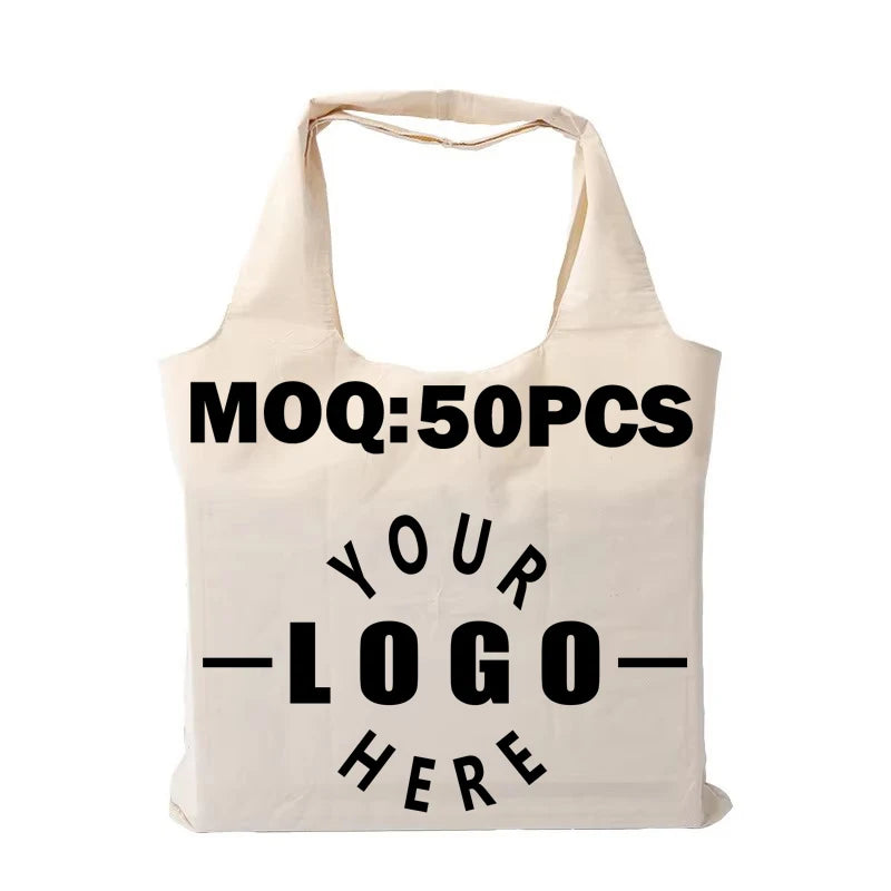 Customized Logo Large Capacity Portable Shopping Bags Women's Daily Grocery Shopping Handbag Vegetable Fruit Storage Pockets