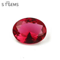 ST Gems Oval Shape Glass Stone Synthetic Rose Red Rainbow Crystal Glass Stone