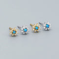 New Fashion Cute Design S925 Sterling Silver CZ Daisy Flower Opal Earrings for Women YHE0512