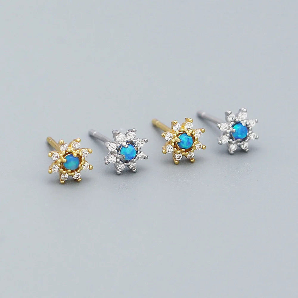 New Fashion Cute Design S925 Sterling Silver CZ Daisy Flower Opal Earrings for Women YHE0512