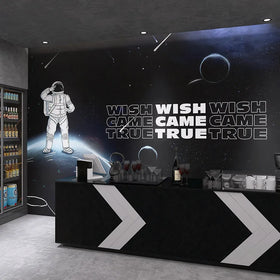 3d Universe Starry Sky Astronaut Wallpaper Milk Tea Shop Bedroom Background Wall Cloth Bar Restaurant Photo Wall Moon Wallpaper