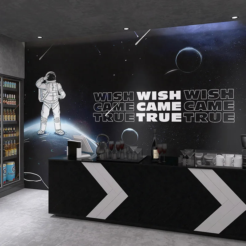 3d Universe Starry Sky Astronaut Wallpaper Milk Tea Shop Bedroom Background Wall Cloth Bar Restaurant Photo Wall Moon Wallpaper
