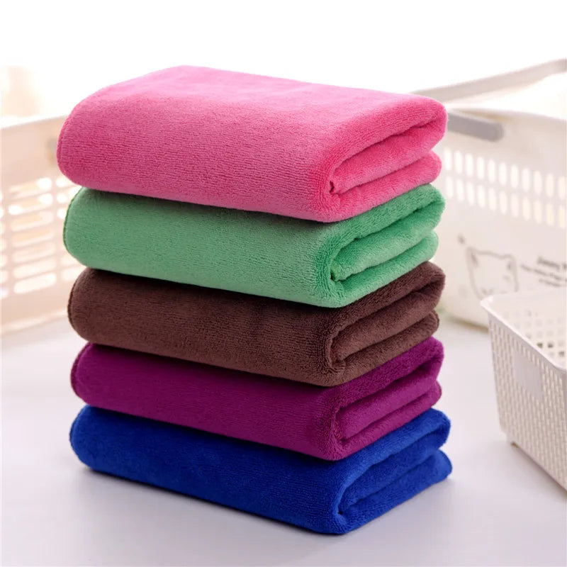 Jiuyi Factory Soft Absorbent Ultra-Fine Fiber Bath Towels Multi-Color Selection for Home Hotel Skin Friendly Solid Color Pattern