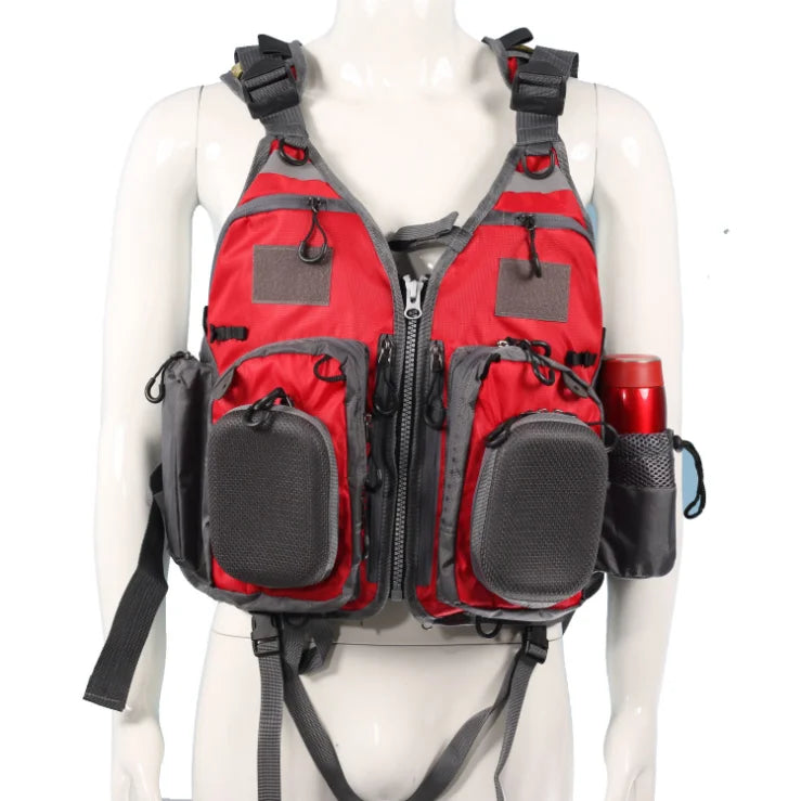 Detachable Adult Fishing  Life Jacket Fishing Life Vest With Water Bottle Bag