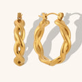 Dingran Stylish Stainless Steel Twisted Hoop Earrings 18K PVD Gold Plated Trendy and Chic for Girls for Parties and Gifts