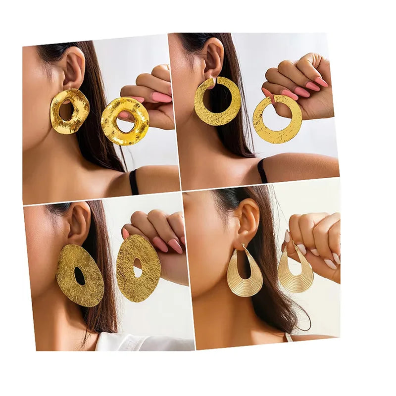 DAIHE Circular Fashion Earings Big Large Europe and America Simple Gold Exaggerate Earing Women