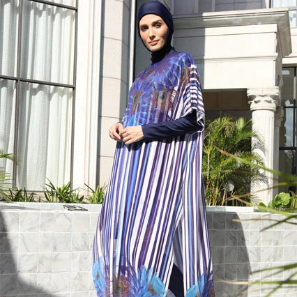 MOTIVE FORCE Small Moq Modest Swimwear 4 Pieces Modest Swim Wear Islamic Swimsuit Burkini Elegant Ladies Muslim Swimwear