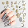 Paso Sico Japanese High Quality Luxury Gold Press on Nails 3D Zircon Charms Color Nail Art DIY