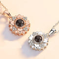 Hot I Love You Romance Heart Flower Diamond Necklace 100 Languages Custom Photo Projection Pendant Necklace Mother Gifts