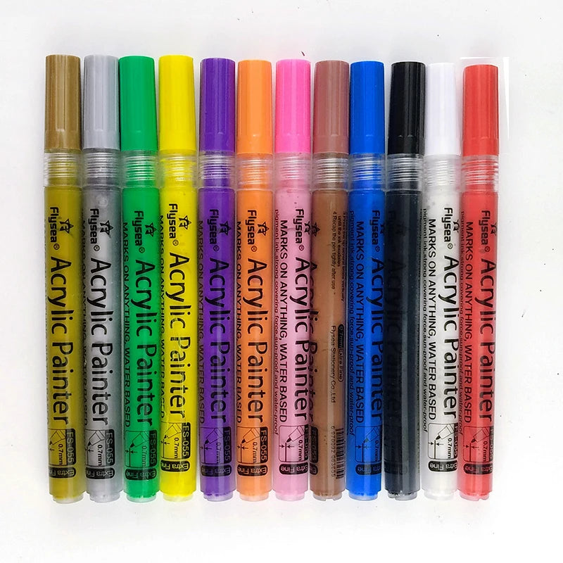 Marker Pen Manufacturer Flysea Permanr 0.7mm Line Tip Tip Acrylic Paint Marker