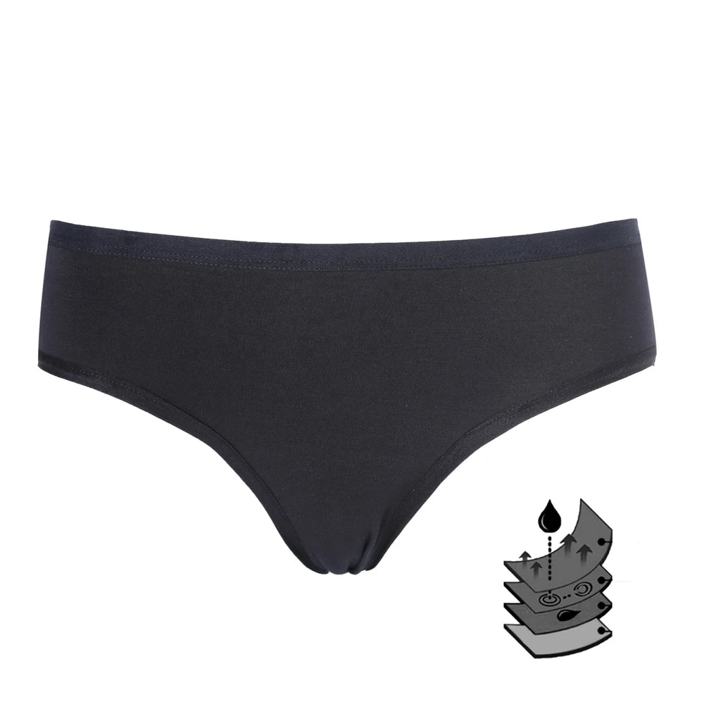 Simplify Black Cotton Underwear Girls Washable Intimates Hipster Sanitary Panties Period Heat Pad