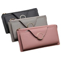 Women's Buckle Long Two Fold Double Layer PU Leather Women's Wallet Student Zipper Handbag Clutch Handbag