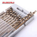 SUBORUI  HSS Co5% Din338 M35 10 Piece Cobalt Metal Steel Drill Bit Set  Bohrer Bits Brocas De Cobalto for Drilling Steel