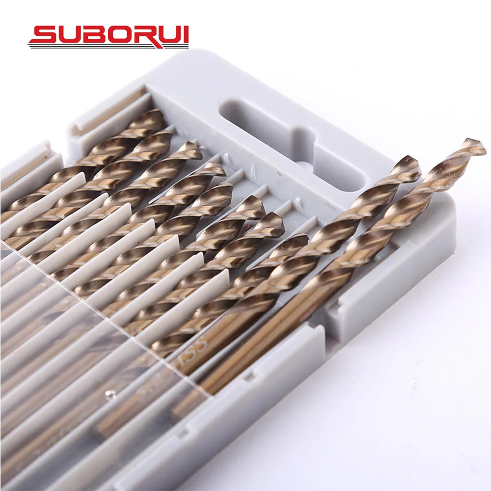 SUBORUI  HSS Co5% Din338 M35 10 Piece Cobalt Metal Steel Drill Bit Set  Bohrer Bits Brocas De Cobalto for Drilling Steel