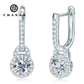 Sparkle 5mm 0.5ct Iced Out Light Luxury Moissanite 925 Sterling Silver U-Shaped Dangle Hoop Earrings for Women